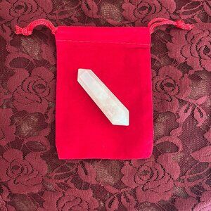 Rose Quartz Point (double terminated) and pouch
